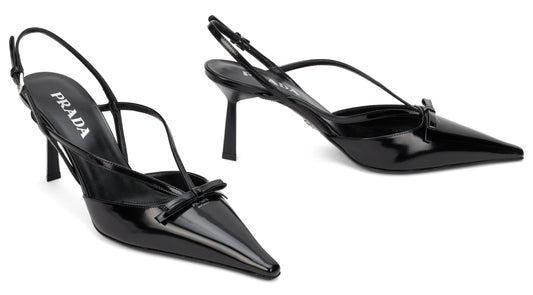 Décolleté slingback in brushed leather RTW