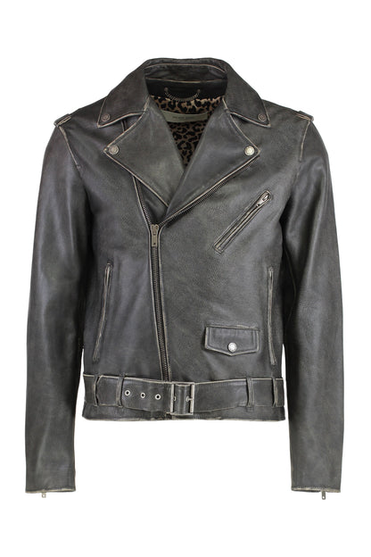 Leather jacket with distressed treatment RTW