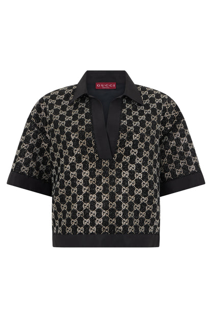 Top in tweed lamé with rhinestones RTW