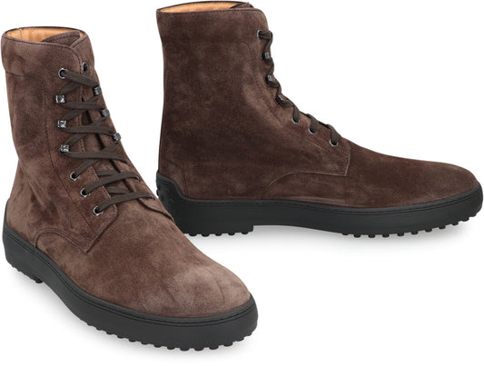 Lace-up suede ankle boots SHOES