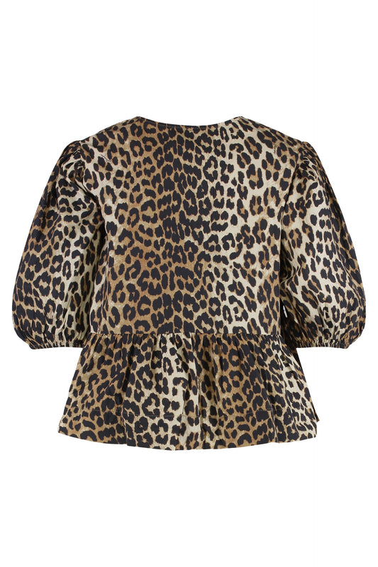Blouse in cotton poplin with leopard print RTW