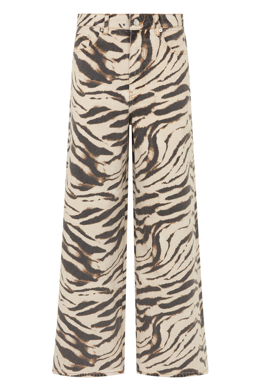 GANNI Wide leg printed jeans