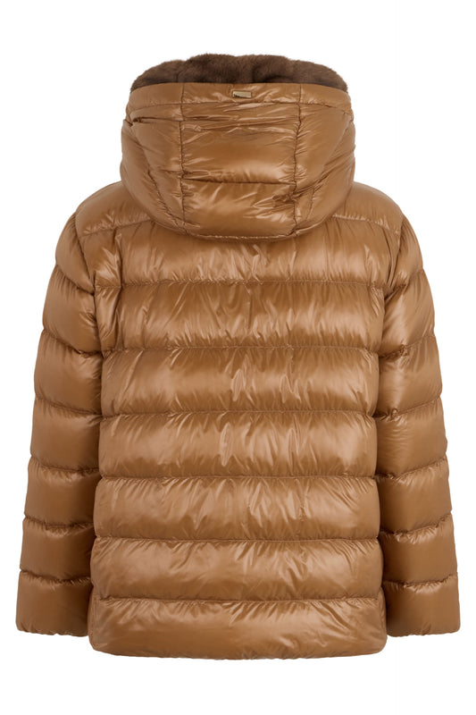 Padded jacket with hood with synthetic fur RTW