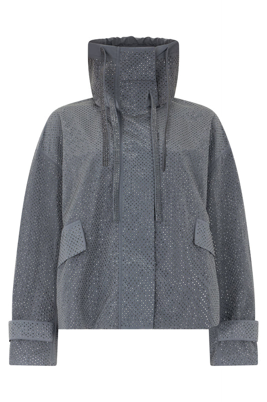 Gray nylon jacket with rhinestones RTW