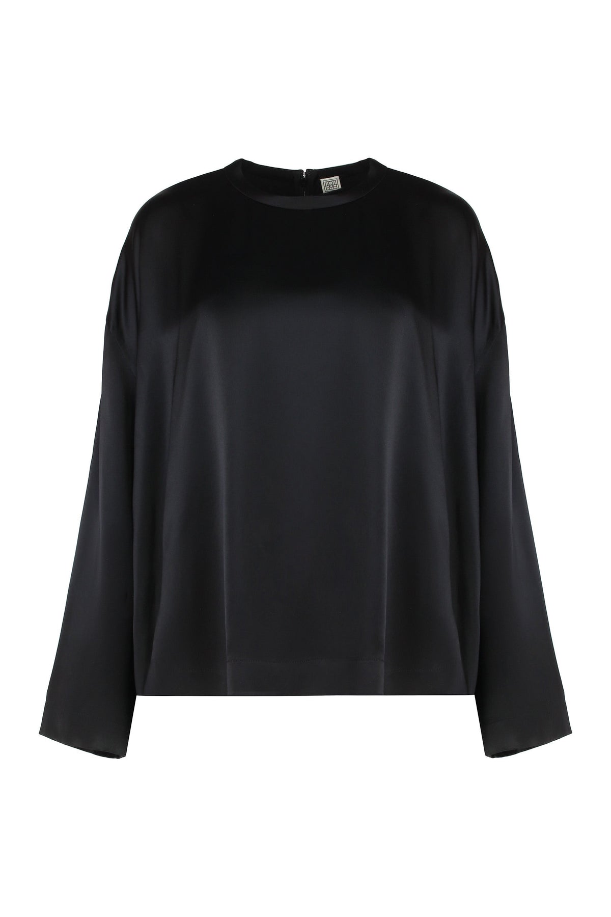 Square top in black satin RTW