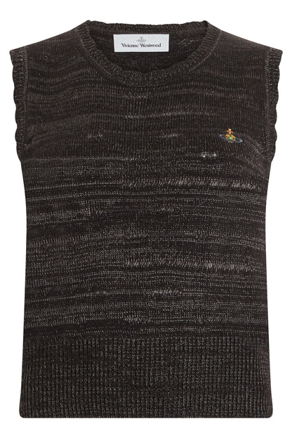 Sleeveless knit sweater with embroidered logo RTW