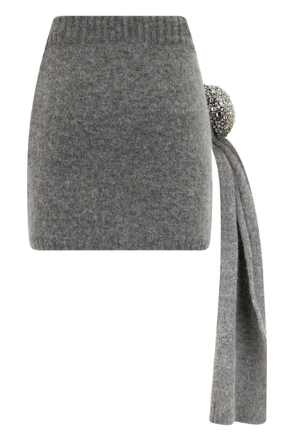 Asymmetrical short skirt in wool RTW