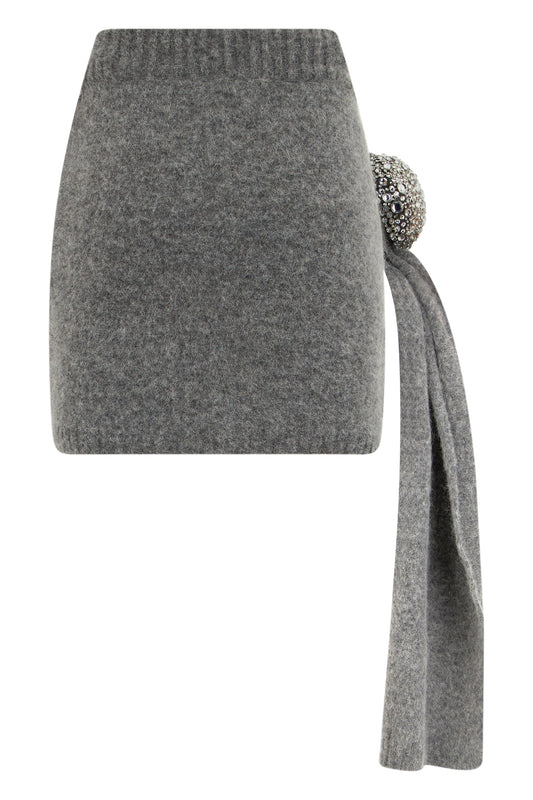 Asymmetrical short skirt in wool RTW