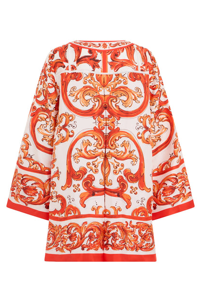 Dolce & Gabbana Twill caftan with majolica print