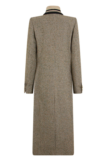 Single-breasted long coat with micro print RTW