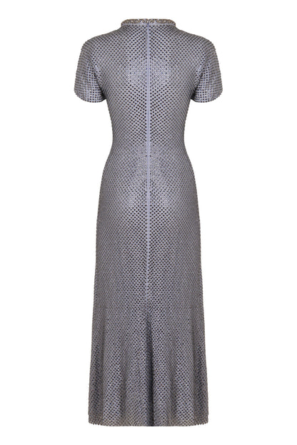 Midi dress in mesh with rhinestones RTW
