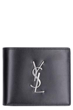Saint Laurent East/West leather wallet with logo