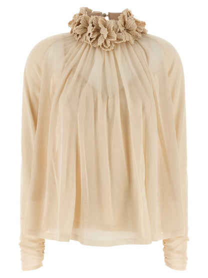 'Hypnotic Crochet Trim' top Tops