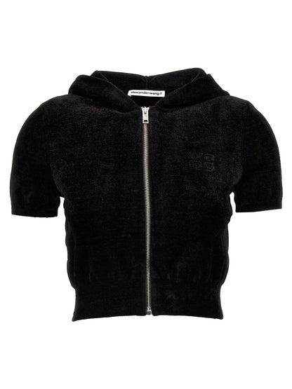 Logo chenille cropped hoodie Sweatshirt