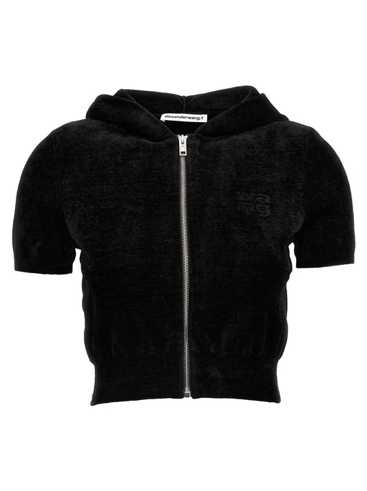 Logo chenille cropped hoodie Sweatshirt