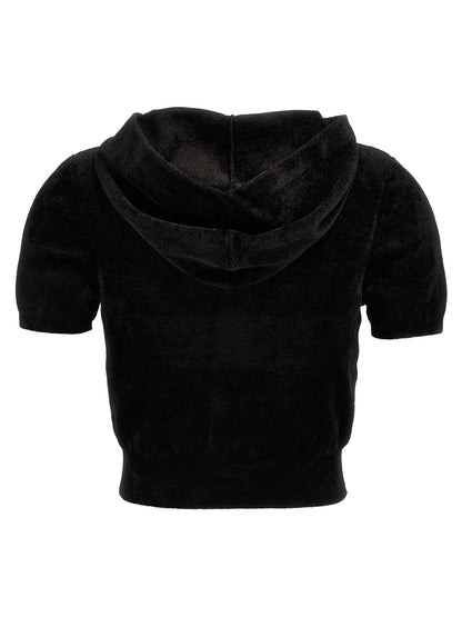 Logo chenille cropped hoodie Sweatshirt