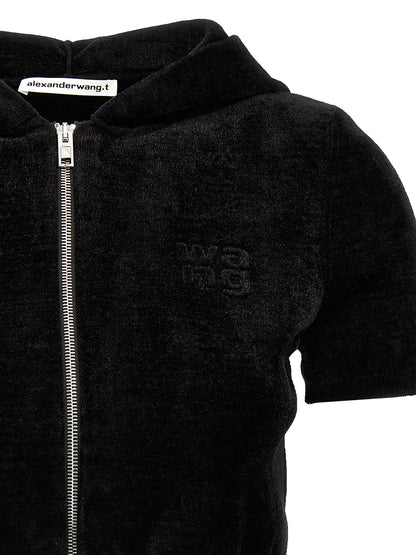 Logo chenille cropped hoodie Sweatshirt