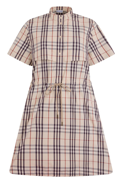 Tartan chemisier dress with drawstring RTW
