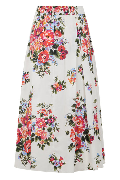 Long dress in printed poplin flower bouquet RTW