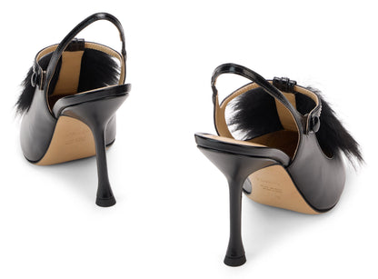 Slingback décolleté Black in leather with studs RTW