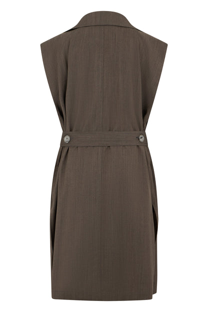 Sleeveless coat in fresh wool with belt ACC