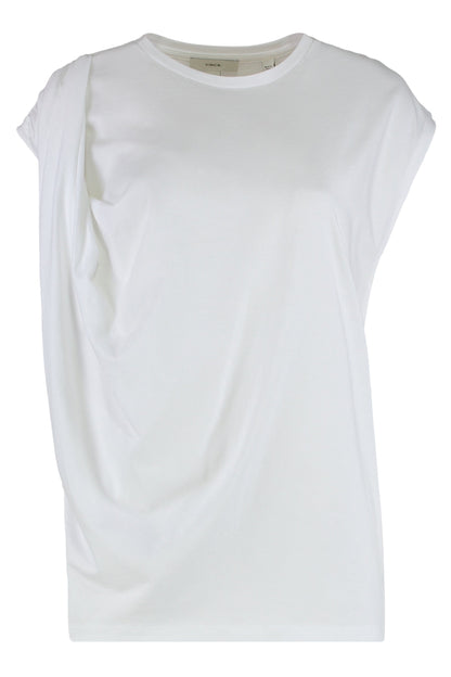 Draped and relaxed top in Pima cotton blend RTW