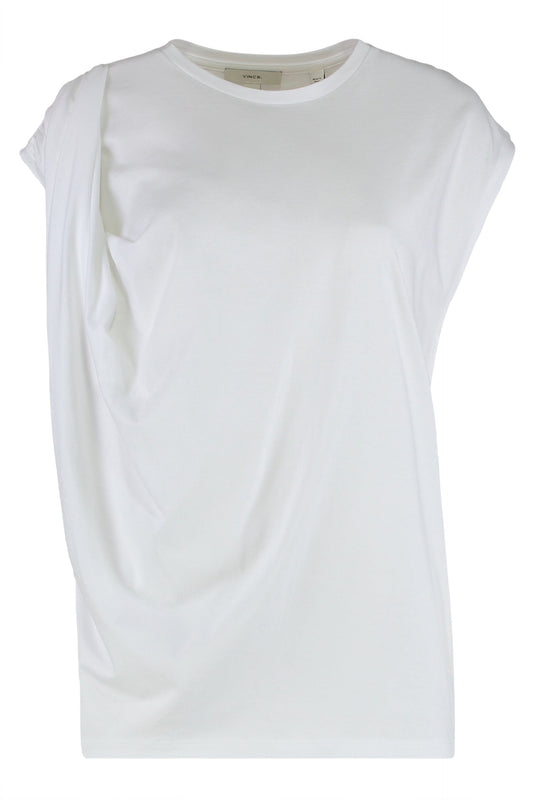 Draped and relaxed top in Pima cotton blend RTW