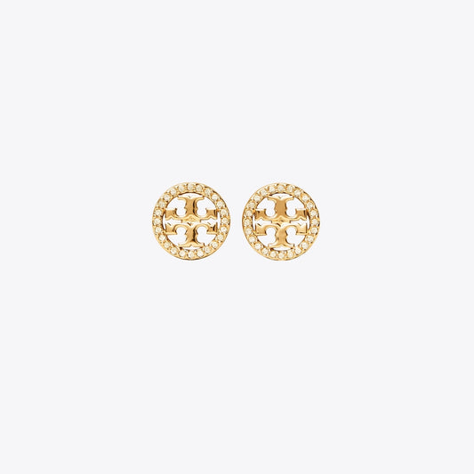 Tory Burch Icon pave circle stud earrings