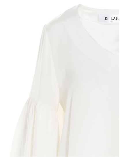 Puff-sleeve silk shirt Shirt, blouse