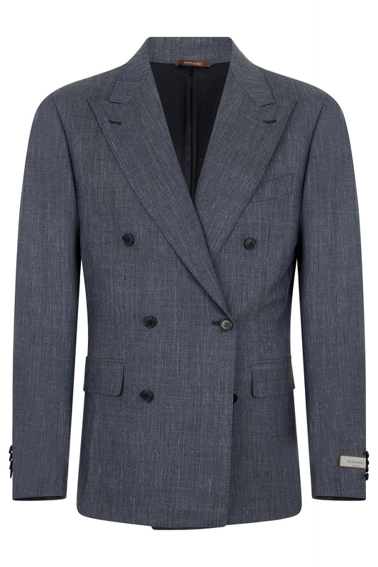 Double-breasted jacket in a blend of wool, silk, and linen RTW