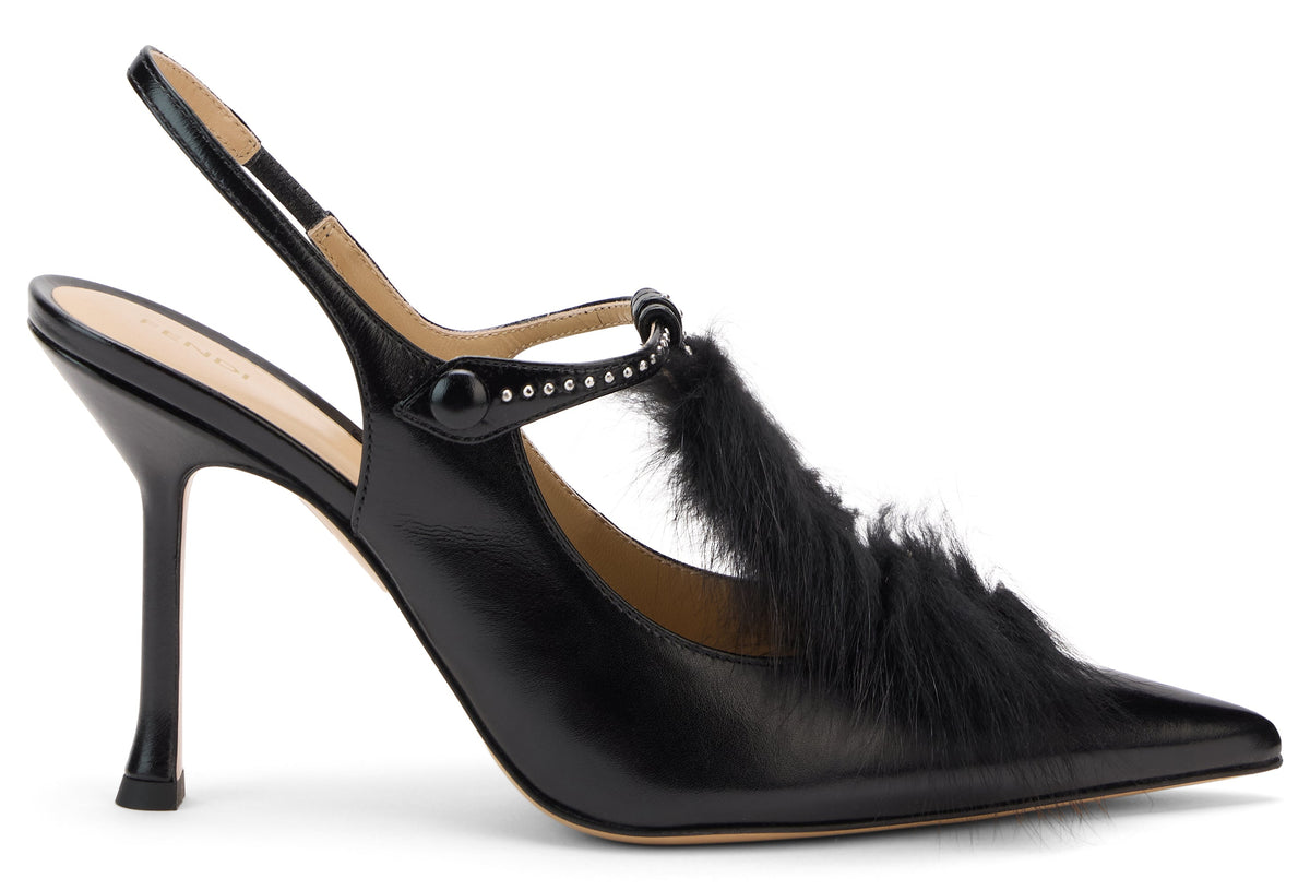 Slingback décolleté Black in leather with studs RTW