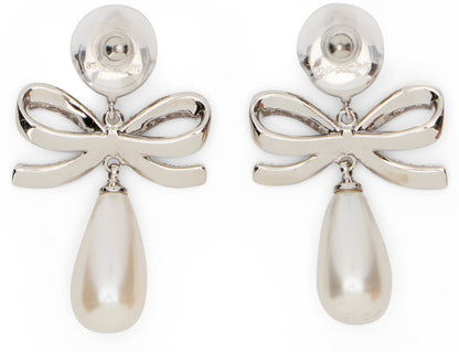 Layered earrings with crystal bow and pearls RTW