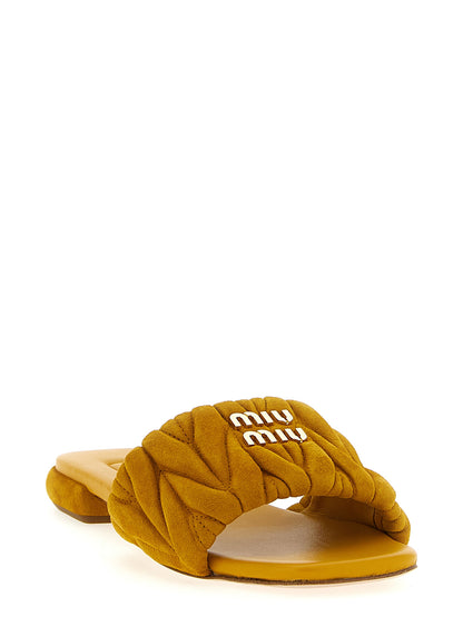 Matelassé suede slides Sandals
