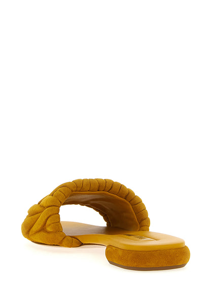 Matelassé suede slides Sandals