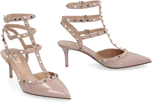 Valentino Garavani Rockstud Patent leather slingback pumps