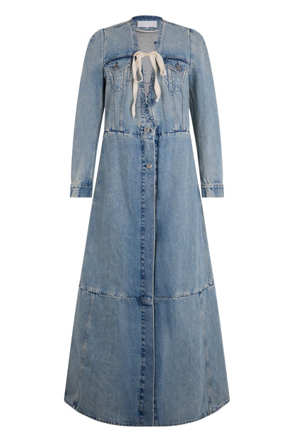 Long denim patchwork coat RTW