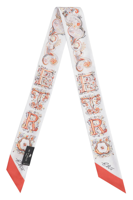 Paisleyna in silk with logo and paisley floral pattern RTW