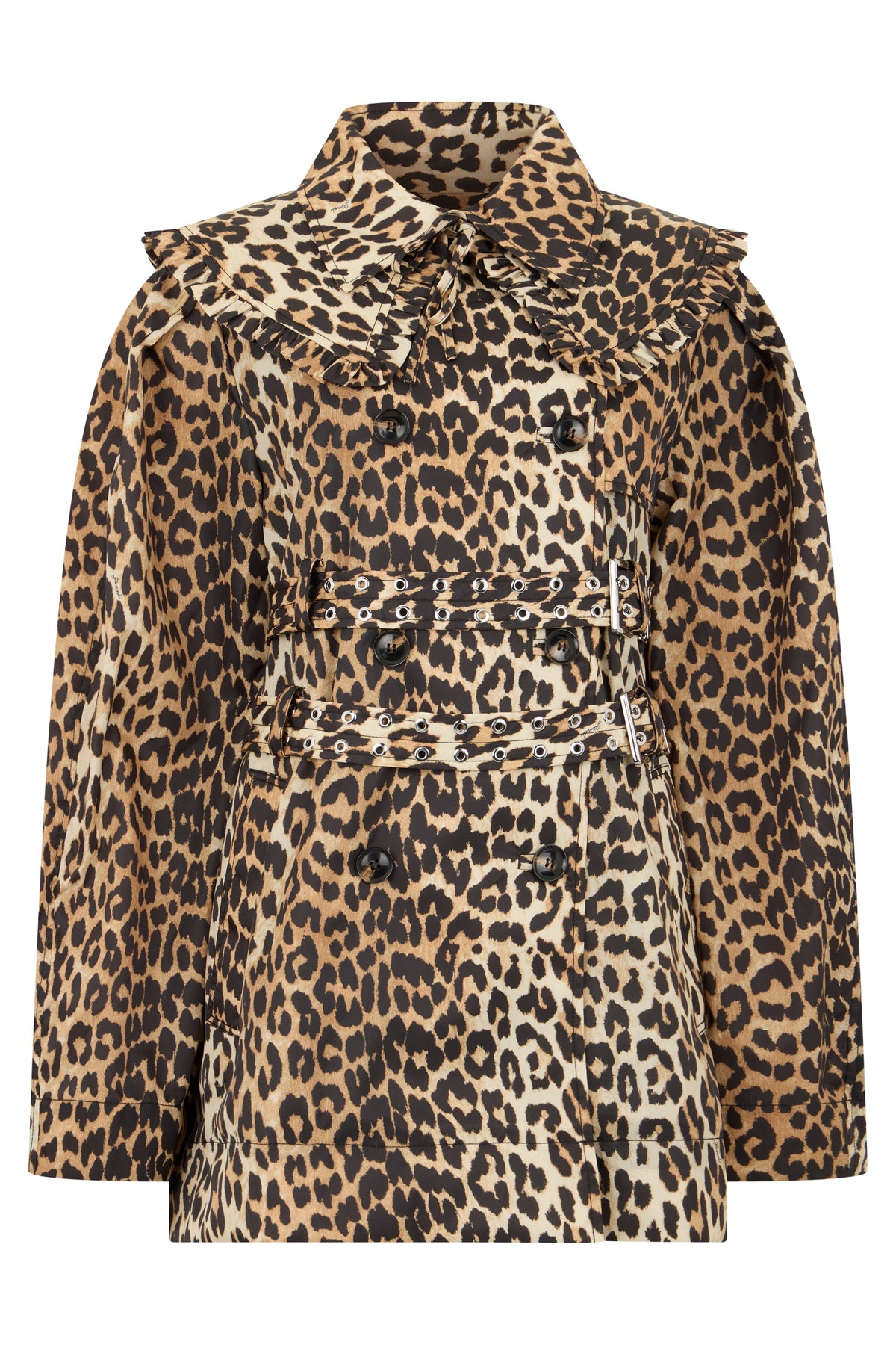 Short leopard coat with double-breasted closure RTW