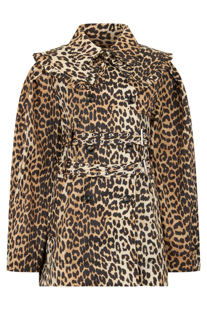 Short leopard coat with double-breasted closure RTW