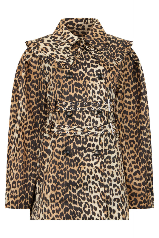 Short leopard coat with double-breasted closure RTW