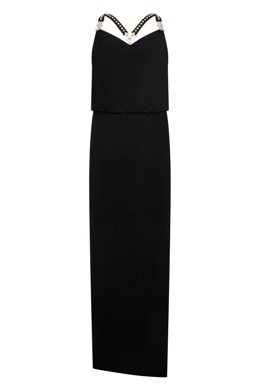 Long black dress with jewel straps RTW