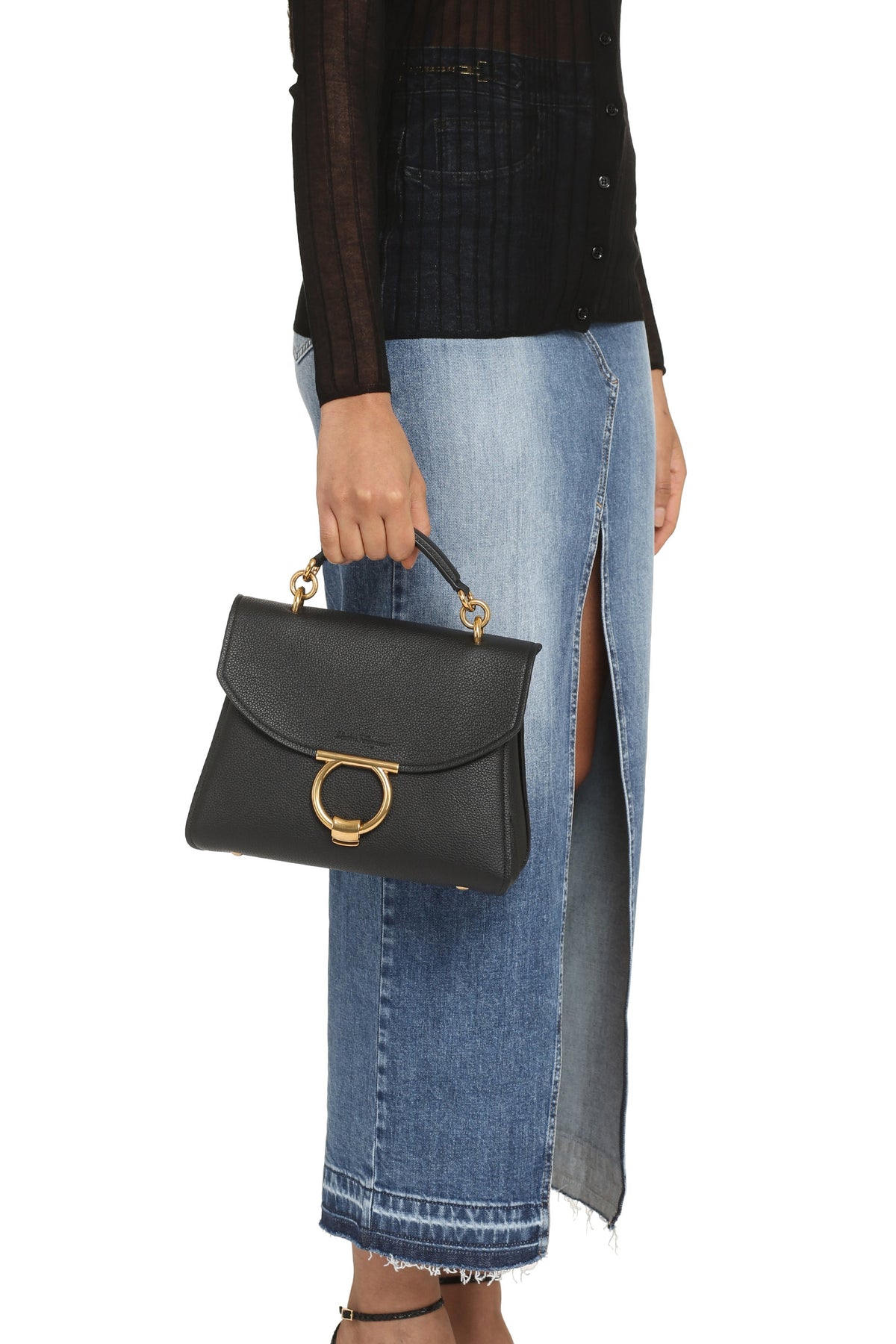 FERRAGAMO Gancini pebbled leather handbag