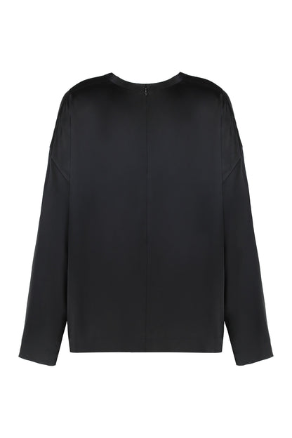 Square top in black satin RTW