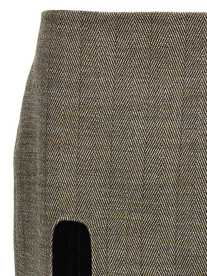 Slit tweed skirt Skirts