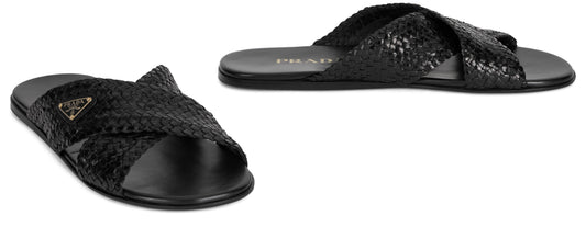 Woven leather sandals SHOES