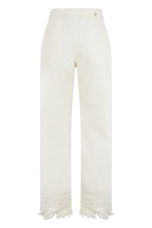 Straight jeans in cotton with fringes RTW