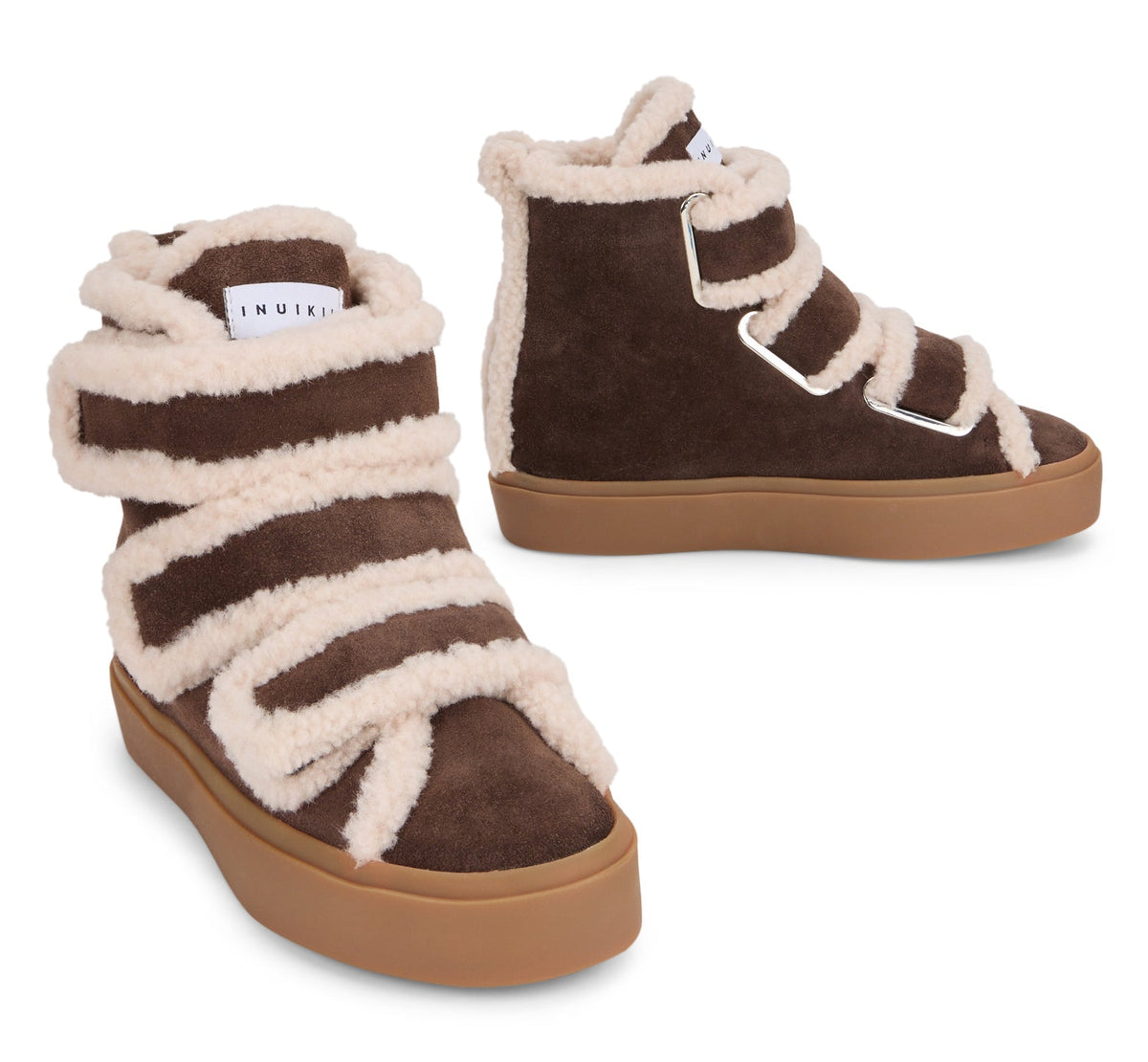 Ankle boot in suede with fur inserts SHOES