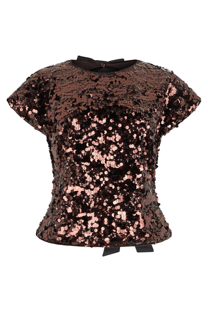 Short-sleeved top with sequins and bows RTW