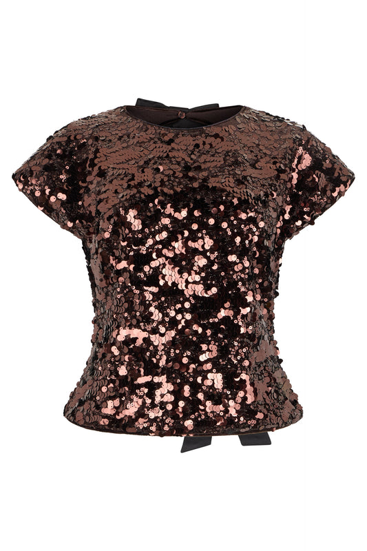 Short-sleeved top with sequins and bows RTW