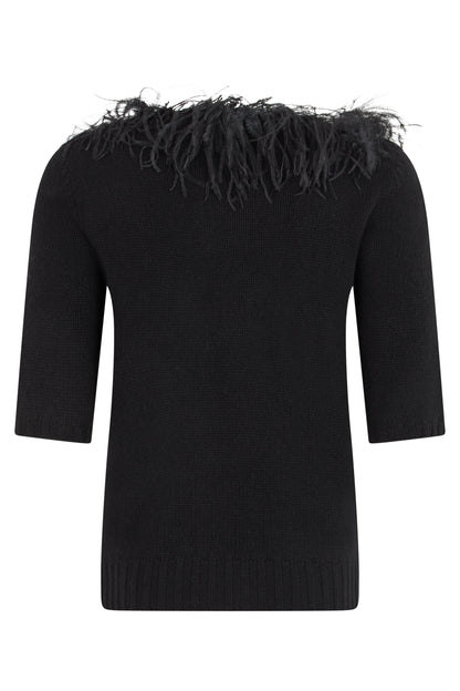 Cashmere blend pullover with feathers RTW
